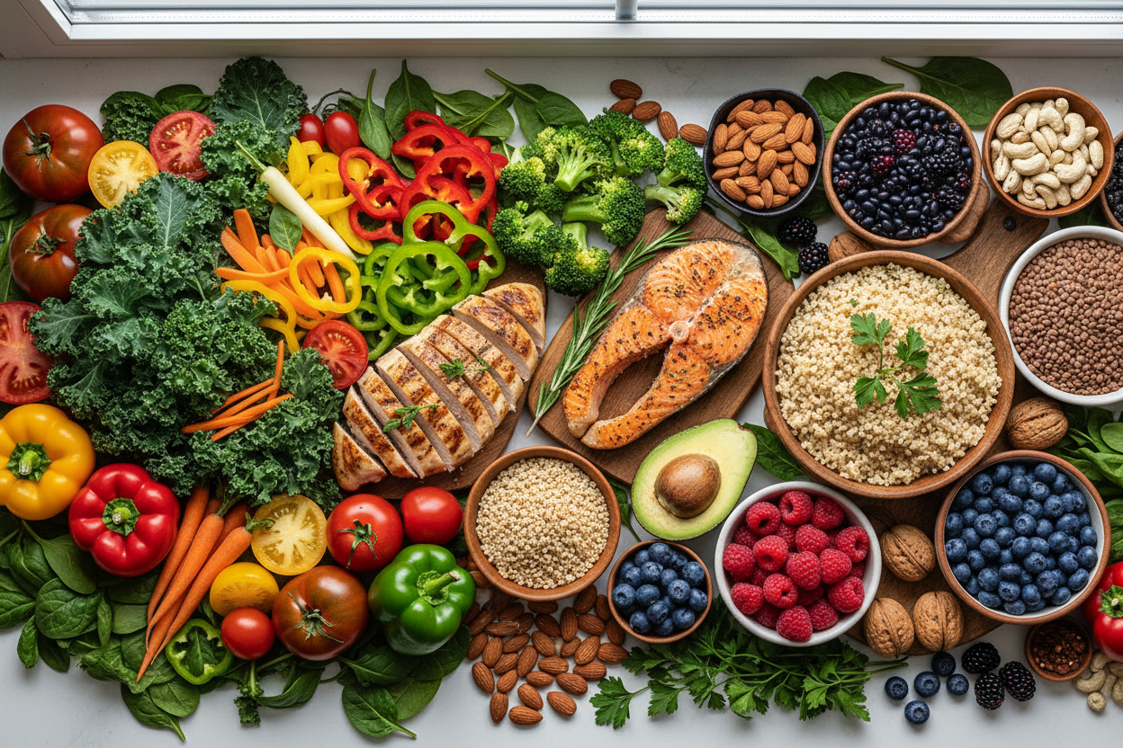 background image full of healthy food