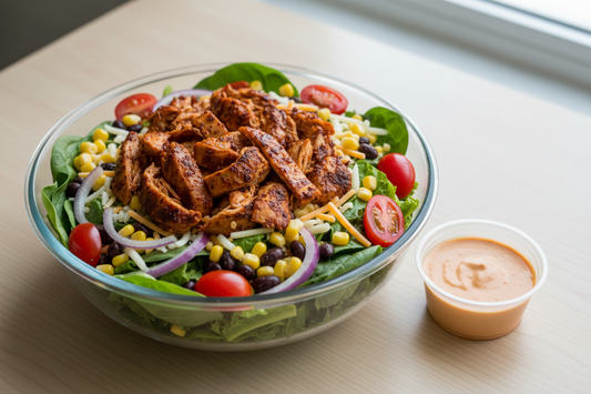 more shredded and dressing on side