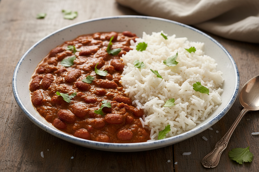 rajma rice and indian style in one plate all together